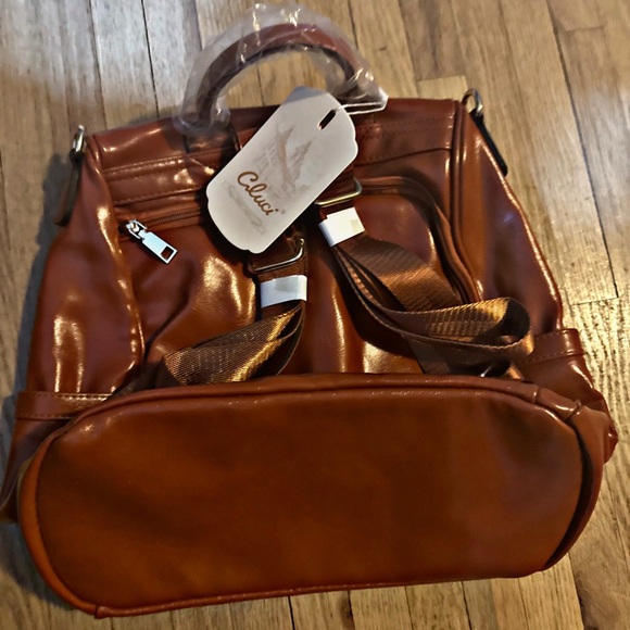 Cluci Brown Leather Backpack Purse - Picture 5 of 6